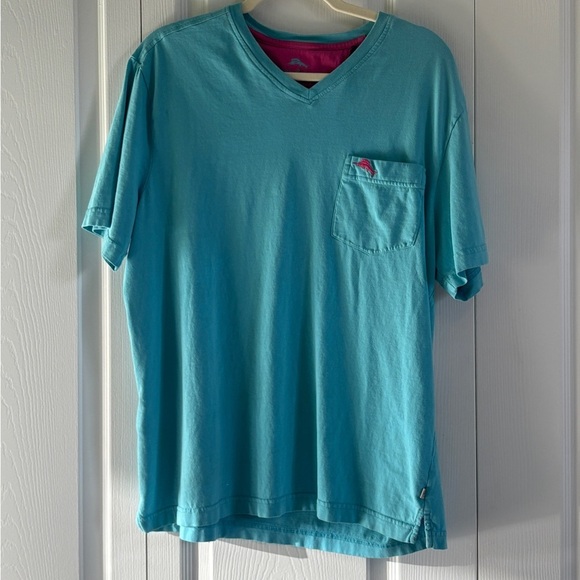 Tommy Bahama Crew Neck Pocket T-Shirt Regular Fit River Blue Men's Size M - Picture 1 of 9